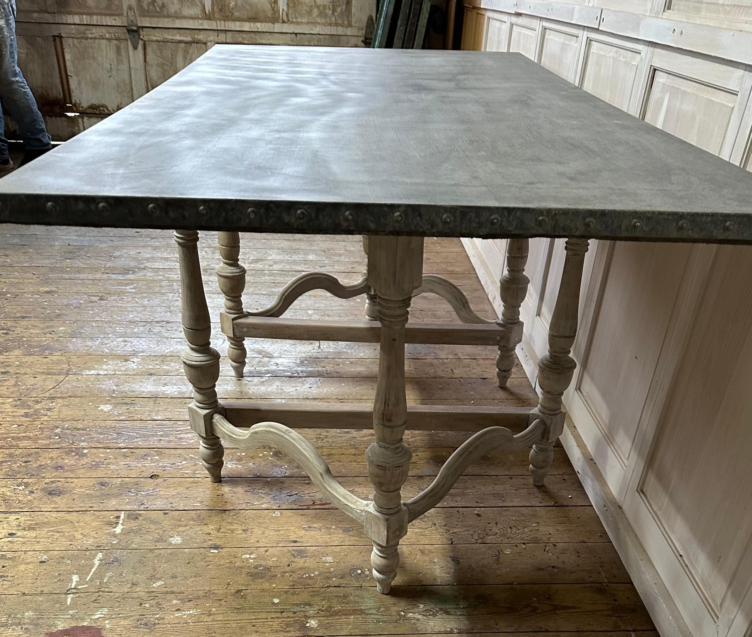 Louis XIII Style Zinc Top Dining Room Table For Sale 2