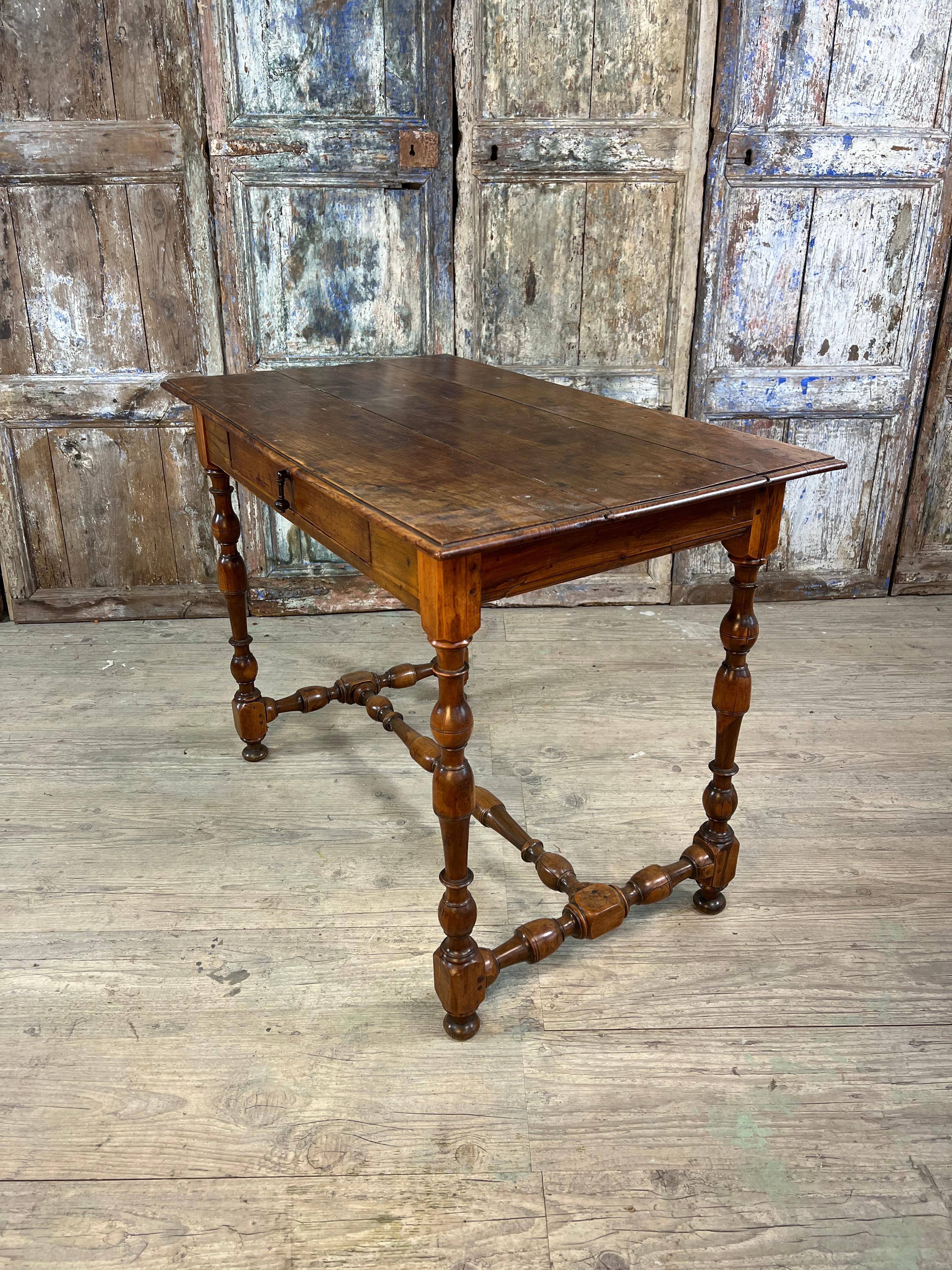 Hand-Carved Louis XIII table in solid guaiac wood For Sale