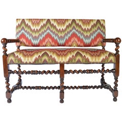 Louis XIII Walnut Barley Twist Banguette Sofa Settee