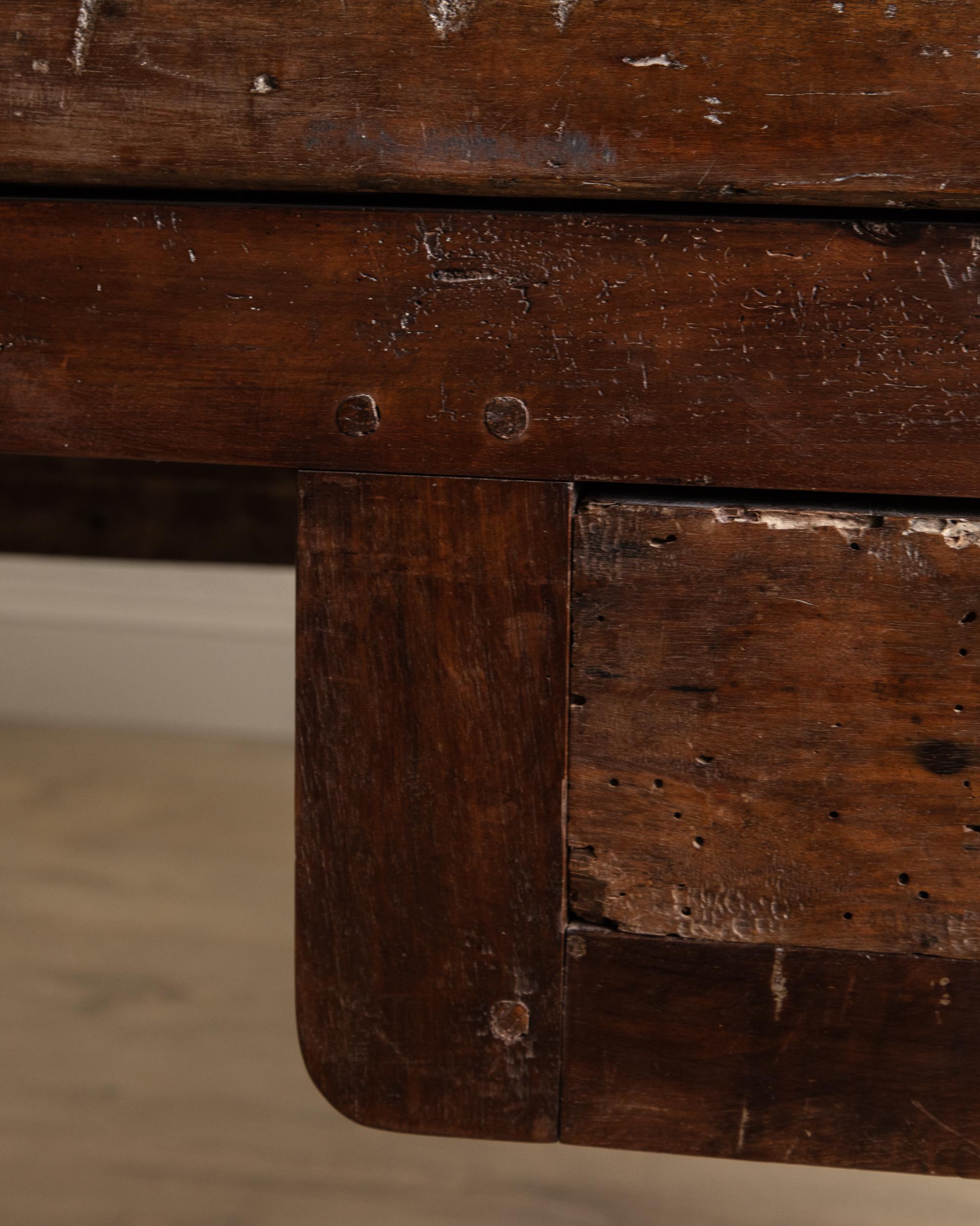 Louis XIII Walnut Desk w/ False Drawer Front. France, 18th Century For Sale 3