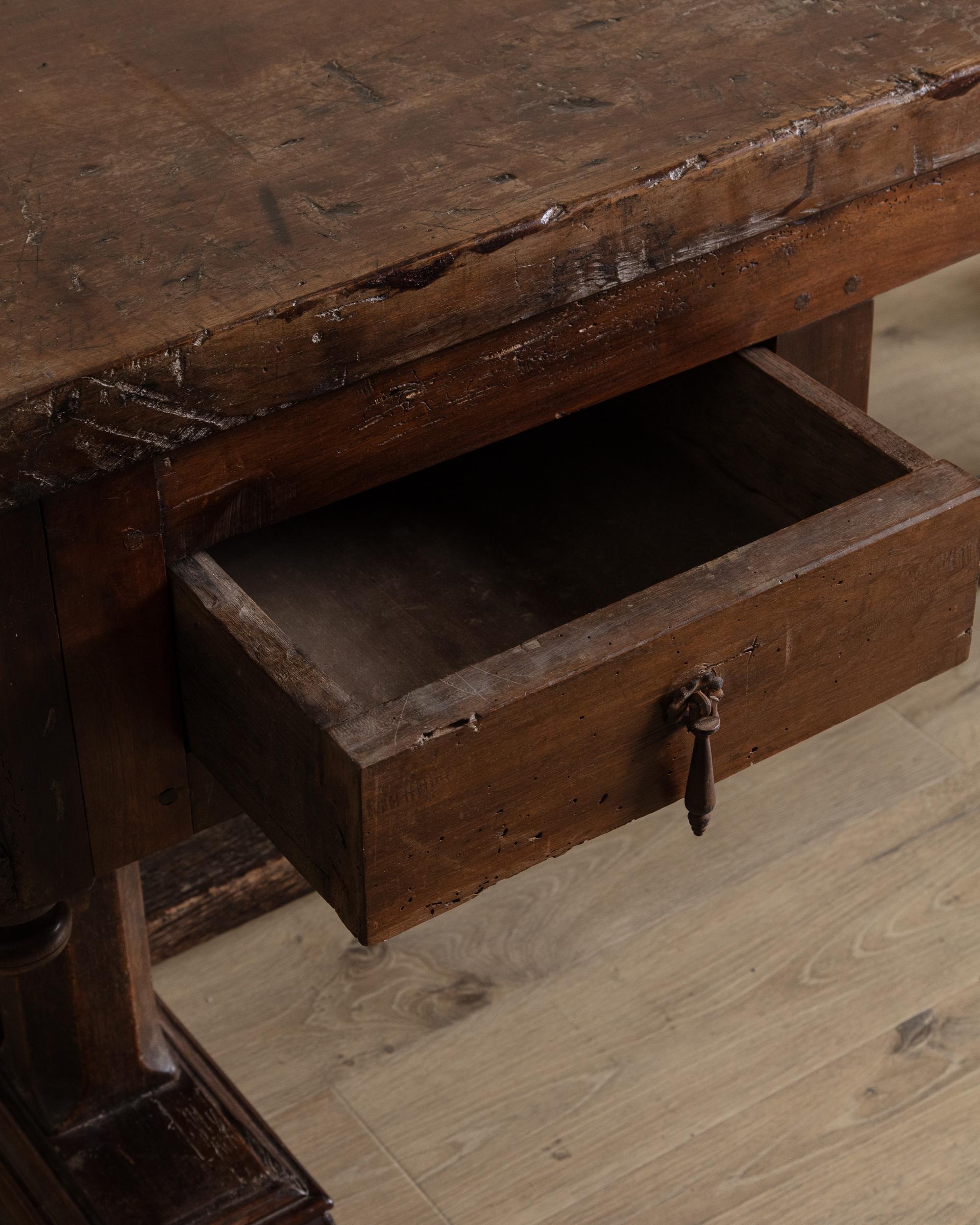 Louis XIII Walnut Desk w/ False Drawer Front. France, 18th Century For Sale 4