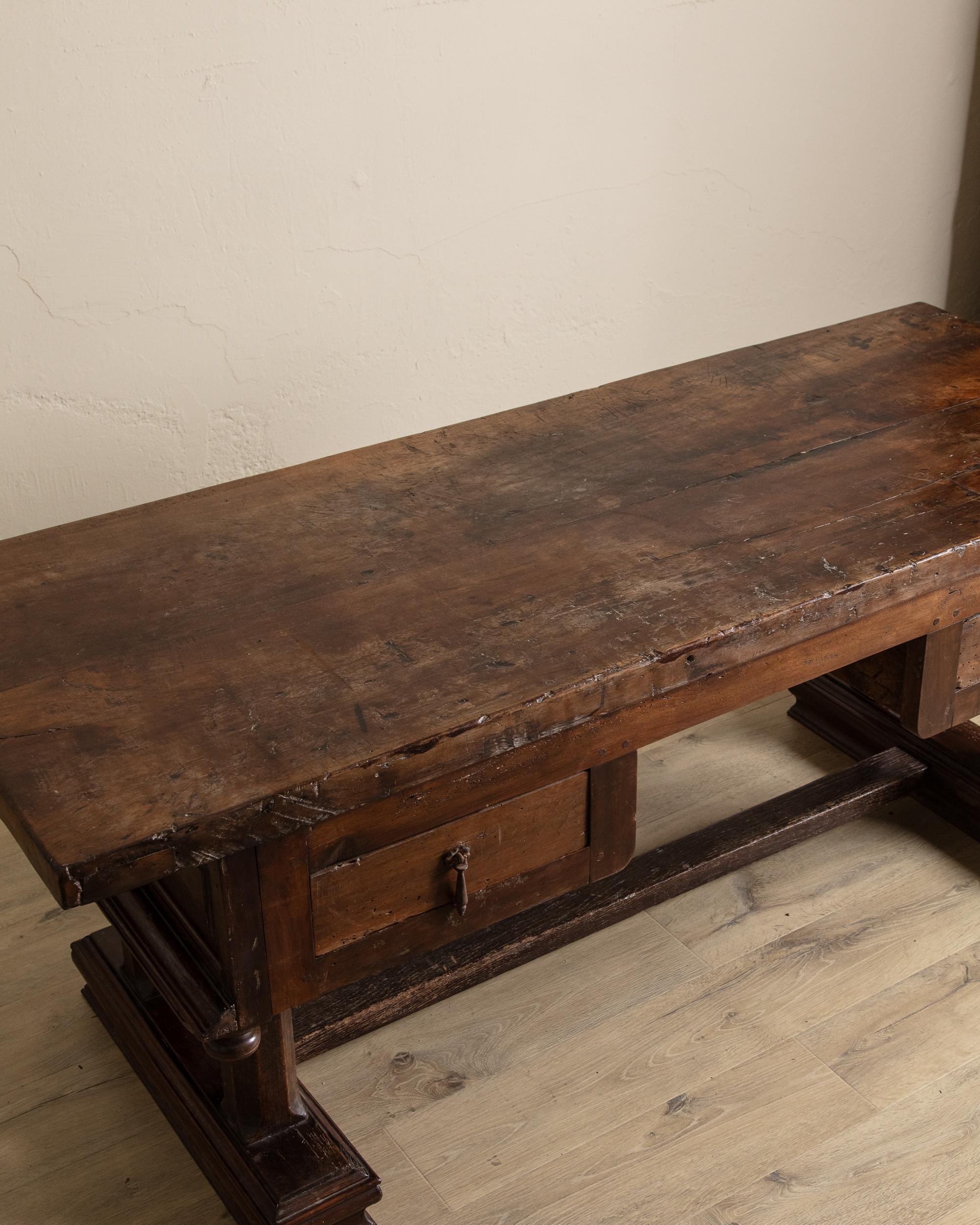 Louis XIII Walnut Desk w/ False Drawer Front. France, 18th Century For Sale 8