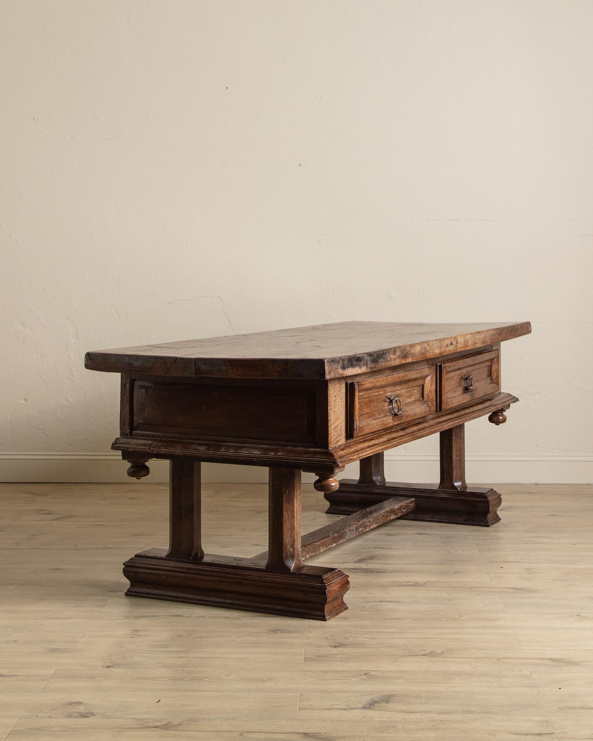 French Louis XIII Walnut Desk w/ False Drawer Front. France, 18th Century For Sale