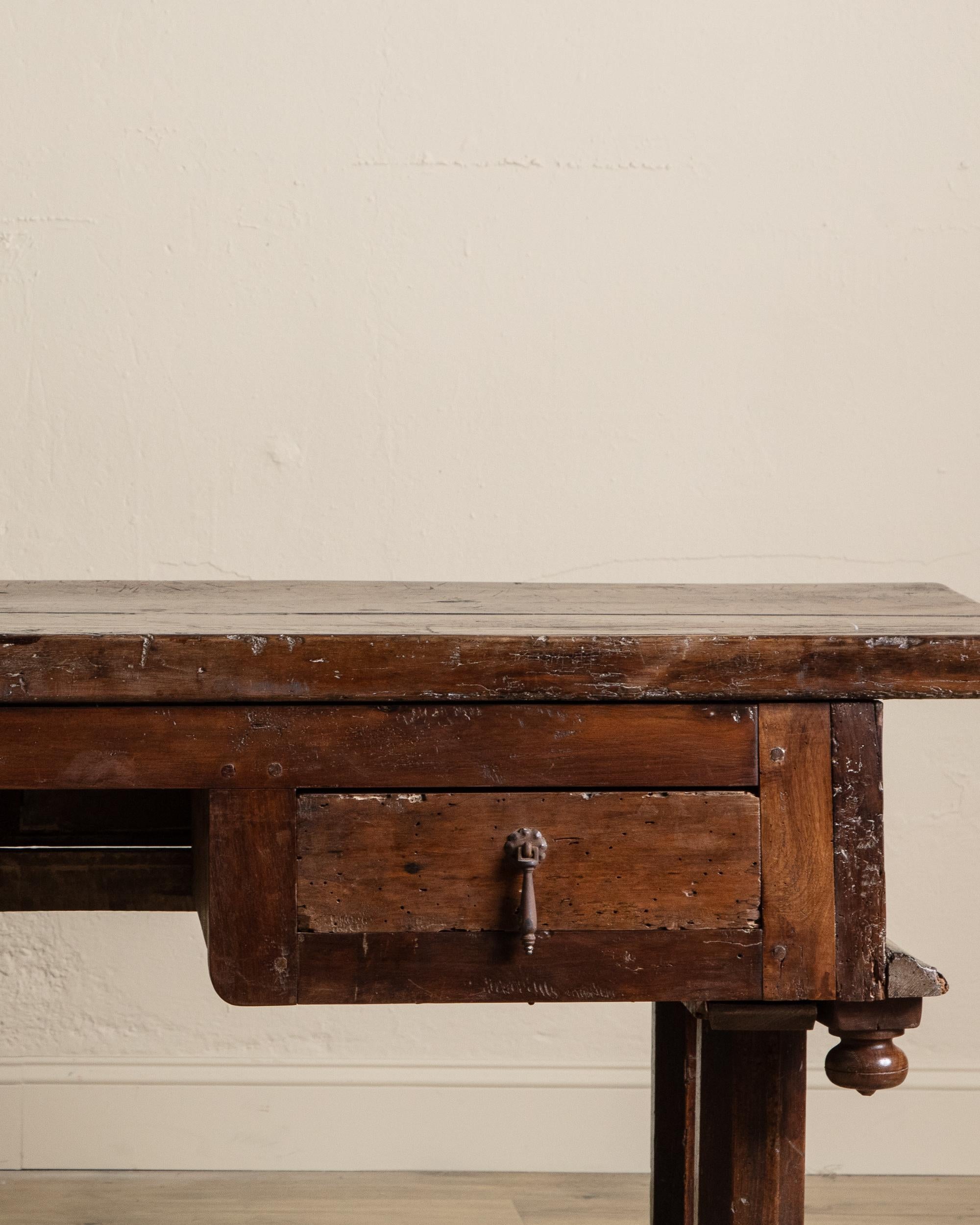 18th Century and Earlier Louis XIII Walnut Desk w/ False Drawer Front. France, 18th Century For Sale
