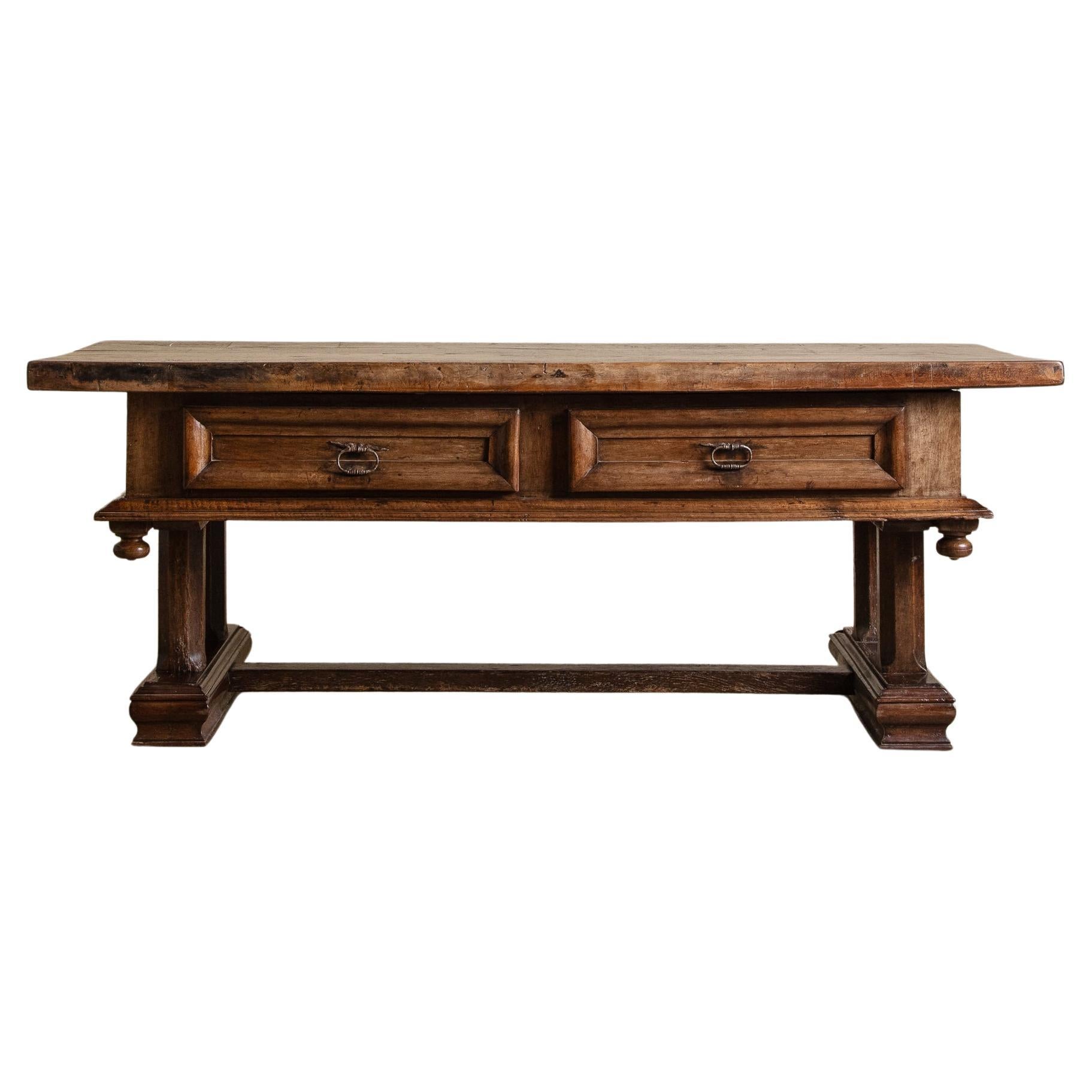 Louis XIII Walnut Desk w/ False Drawer Front. France, 18th Century For Sale