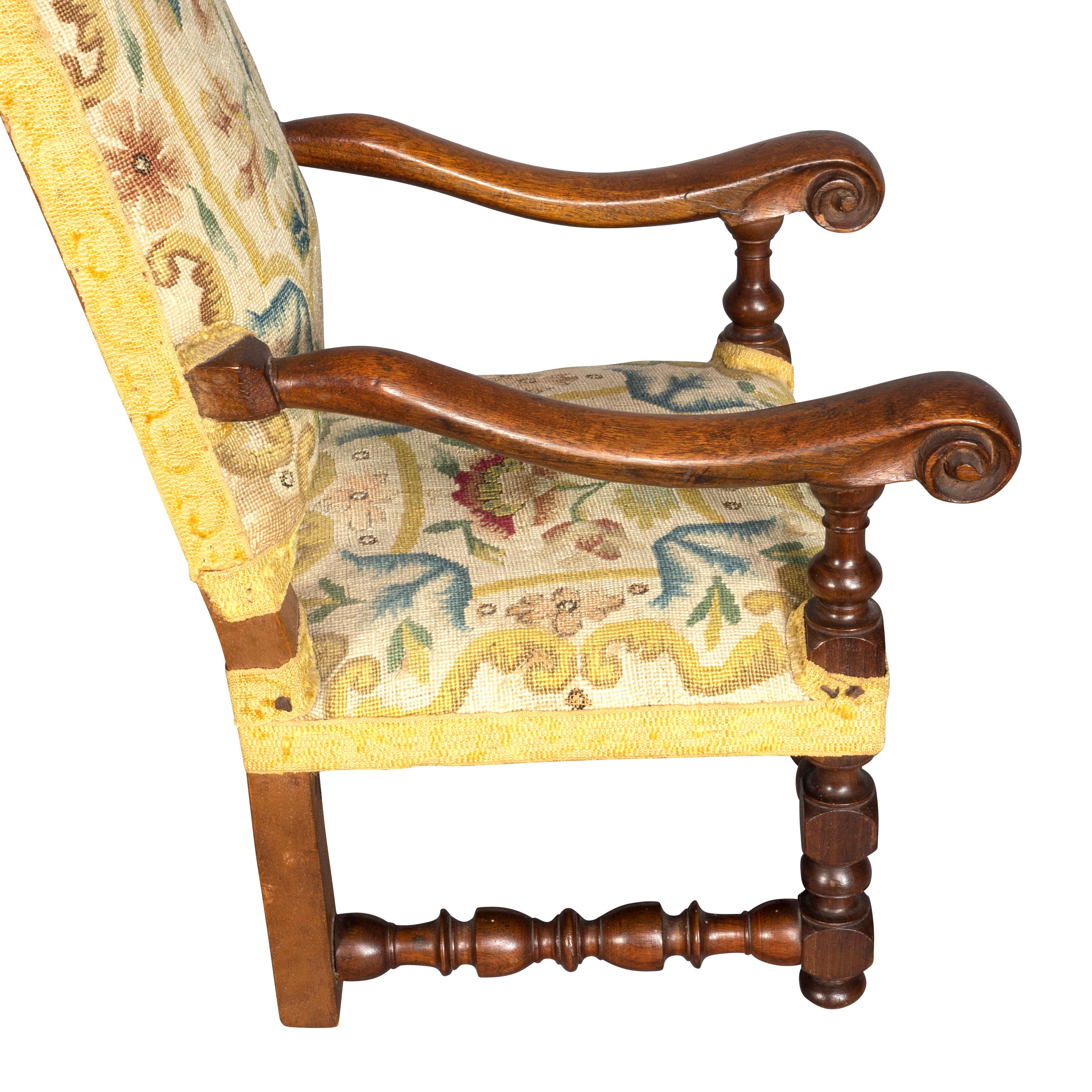 18th Century Louis XIII Walnut Miniature Armchair For Sale