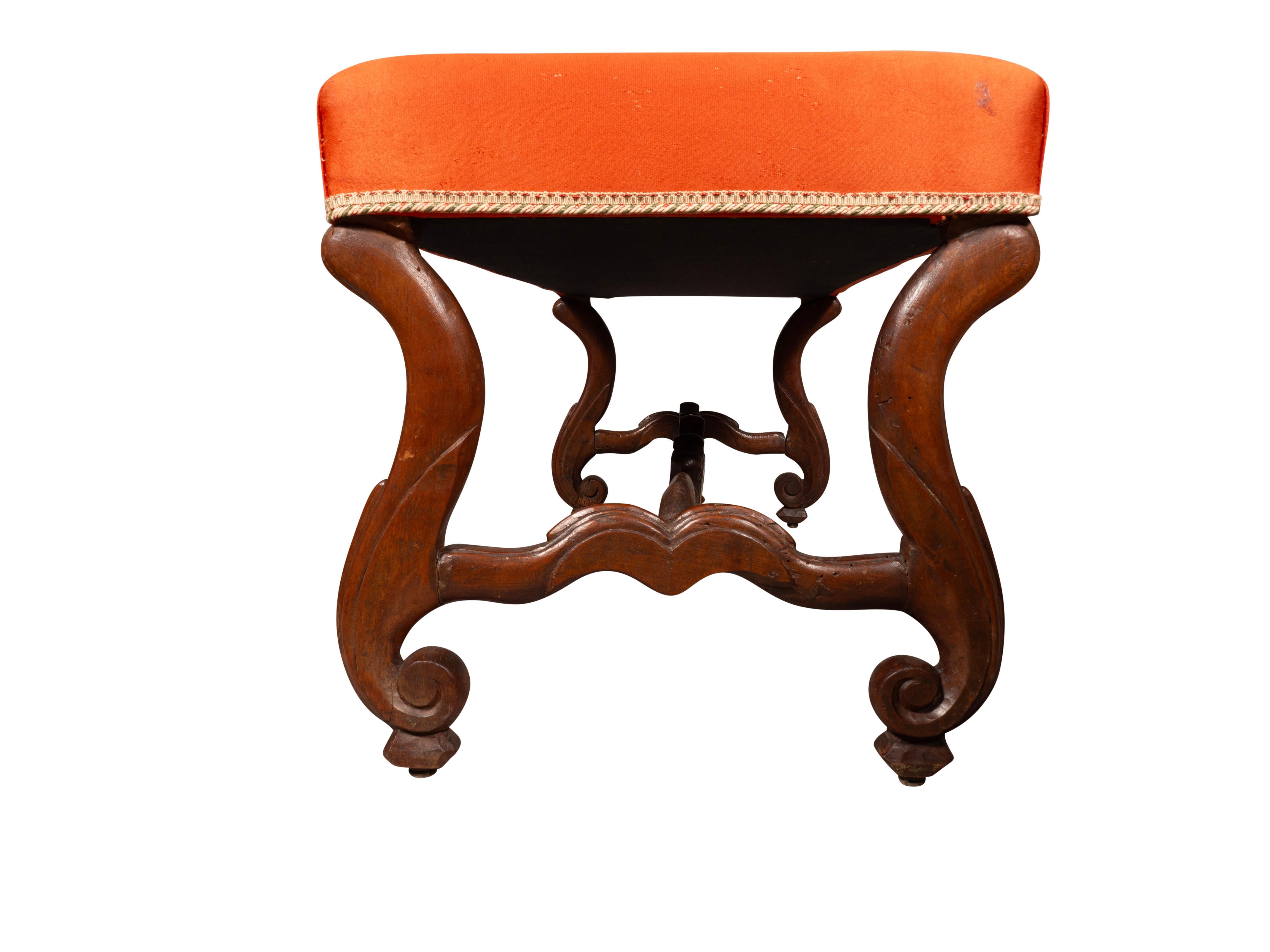 French Louis XIV Walnut Os De Mouton Bench