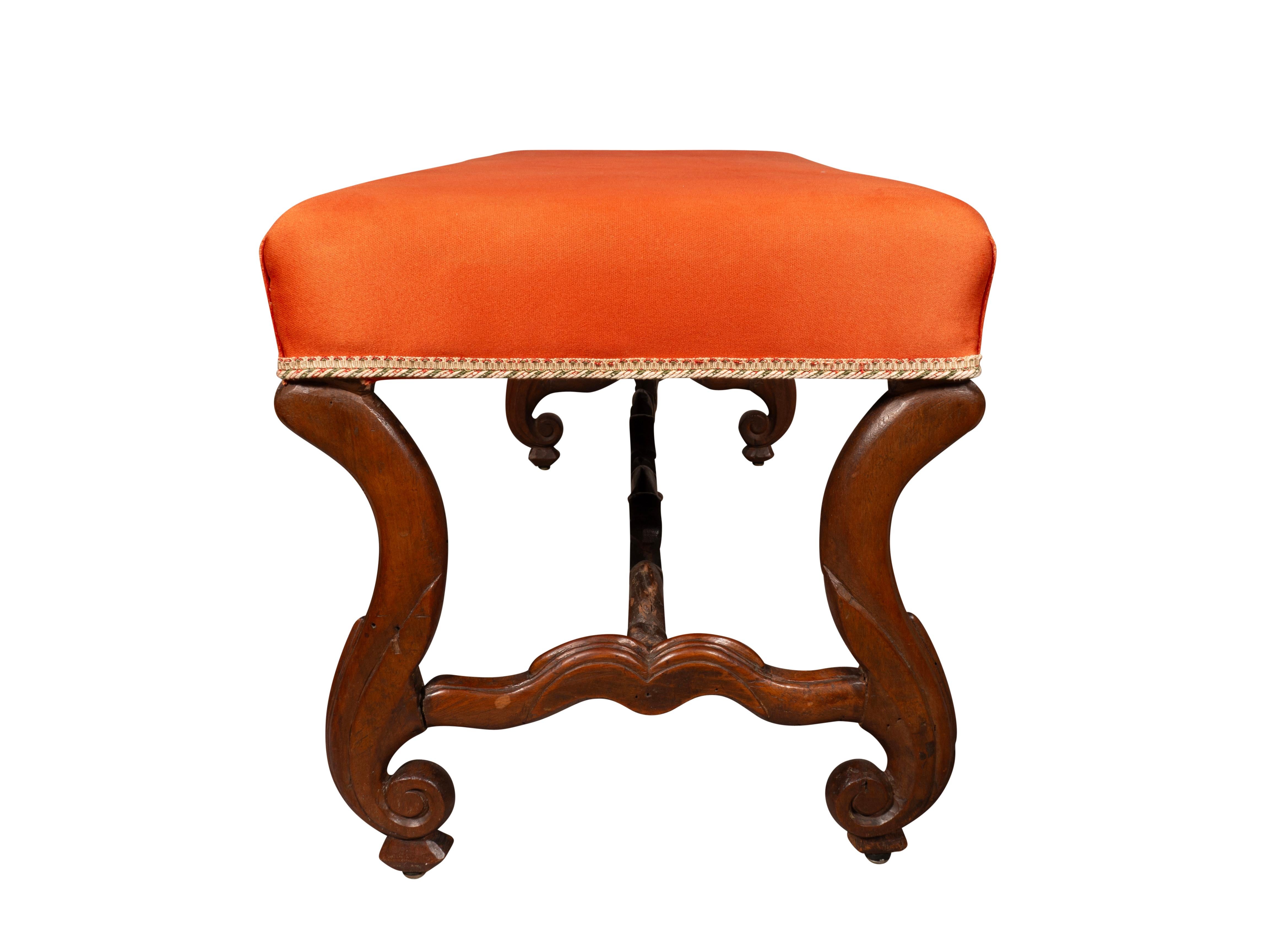 Mid-18th Century Louis XIV Walnut Os De Mouton Bench