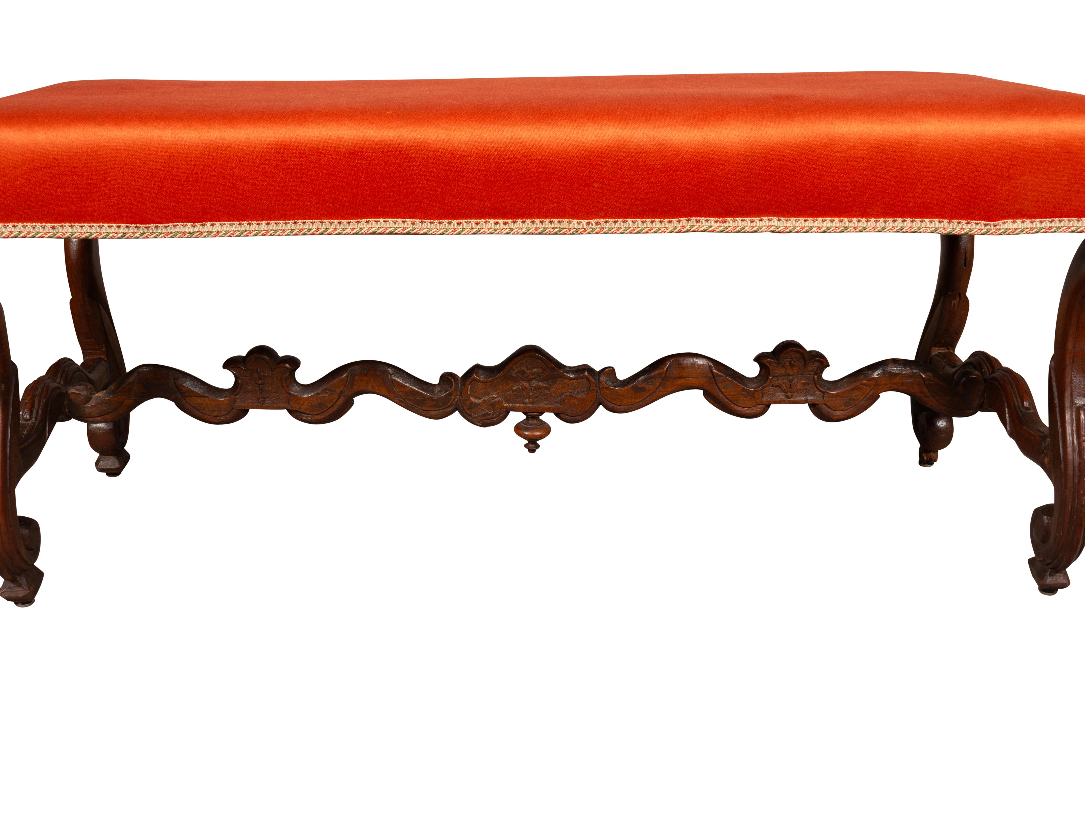 Louis XIV Walnut Os De Mouton Bench 2