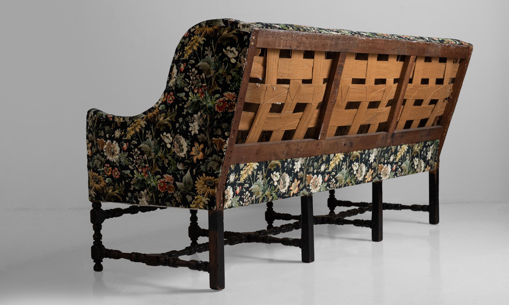 Louis XIII Walnut Sofa in 100% Cotton Velvet from House of Hackney In Good Condition In Culver City, CA