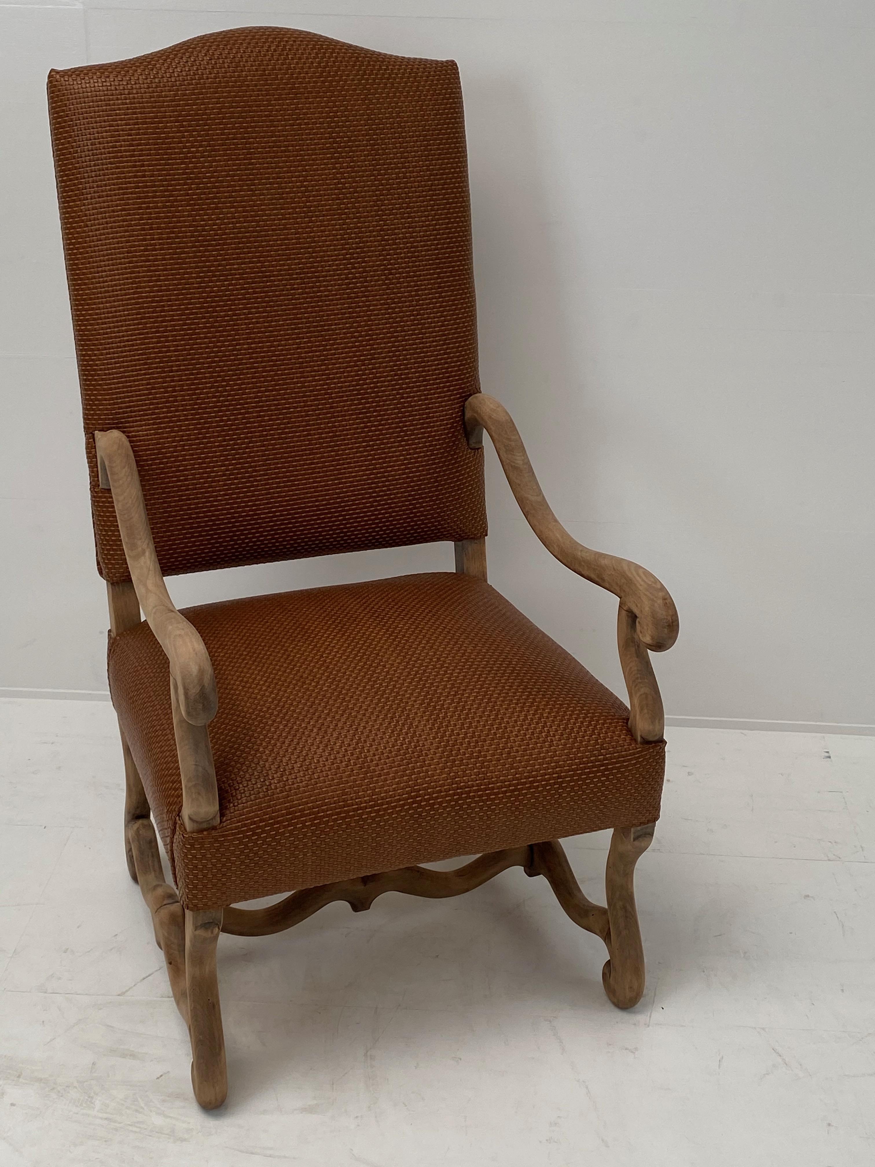 Chestnut Louis XIII, Leather Upholstery For Sale