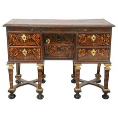 Antique Louis XIV 17th Century Mazarin Marquetry Desk