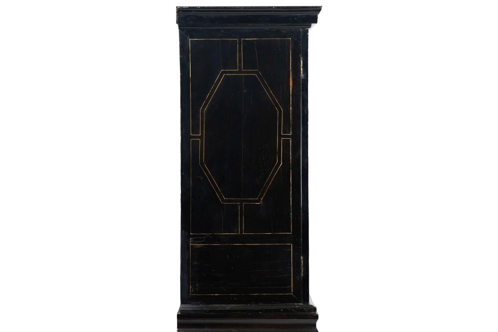 Louis XIV Antique Ebonized Brass-Inlaid Display Cabinet Bookcase Vitrine For Sale 4