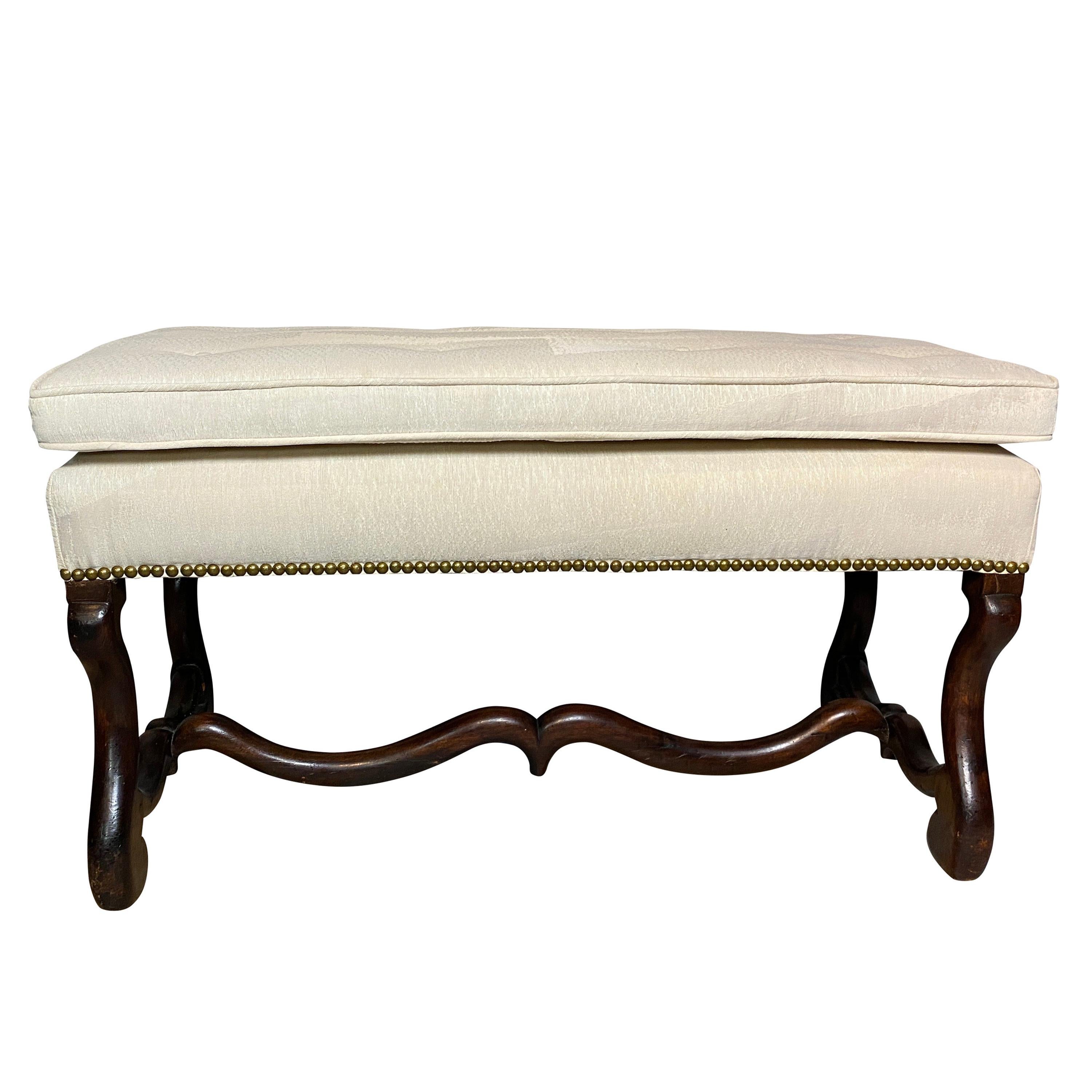 Louis XIV Baroque Os De Mouton Walnut Bench