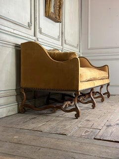 Base per panca Luigi XIV in noce ovino intagliato e modellato