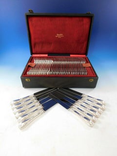 Louis XIV by Pierre Queille French 950 Sterling Silver Flatware Set Service 78pc