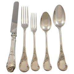 Louis XIV by Pierre Queille French 950 Sterling Silver Flatware Set Service 78pc
