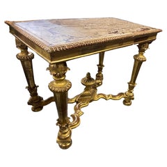 Louis XIV Carved Giltwood Console Table with Marble Top