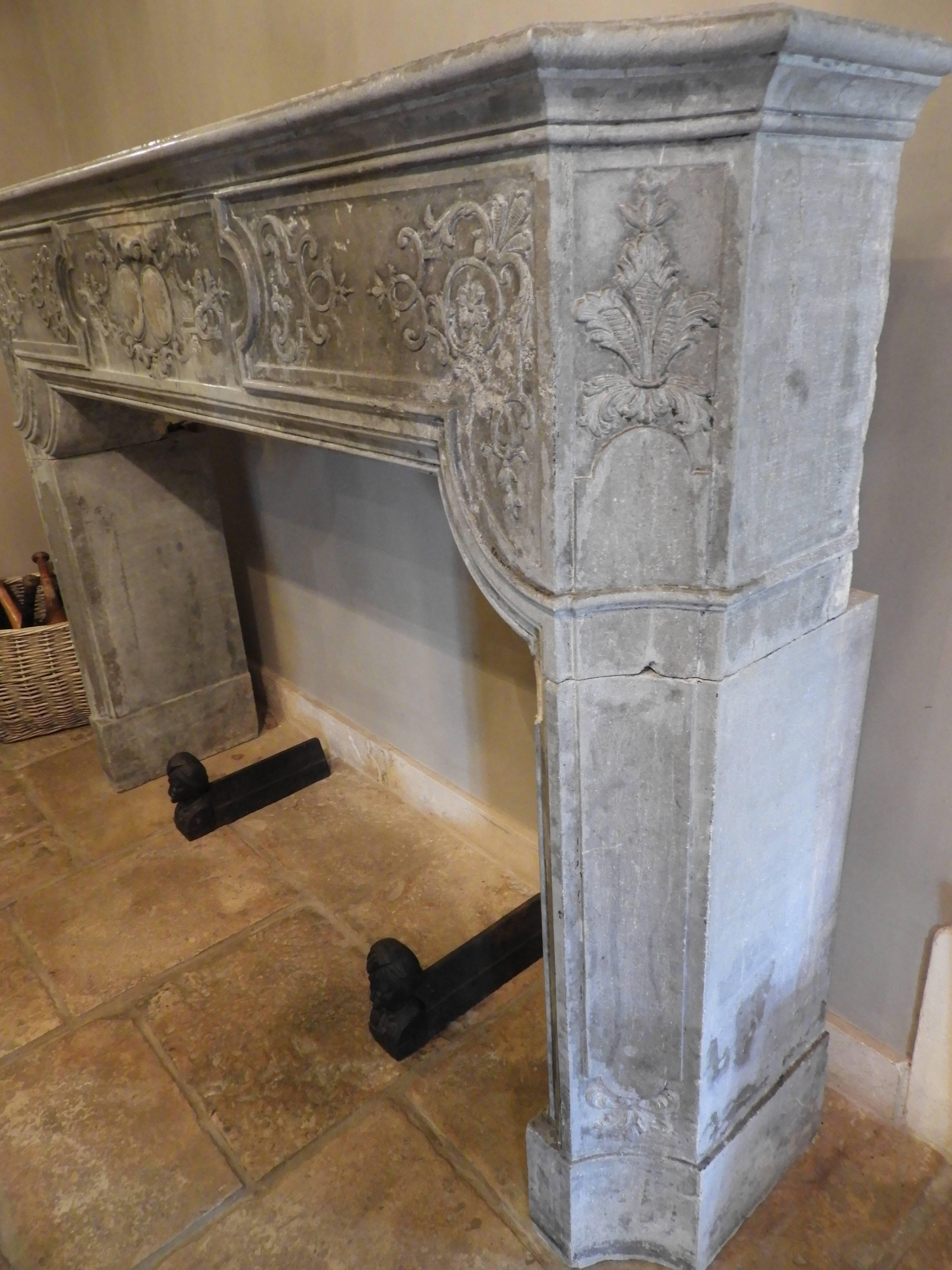 Louis XIV Fireplace in Light Grey Limestone at Least, 19th Century 3