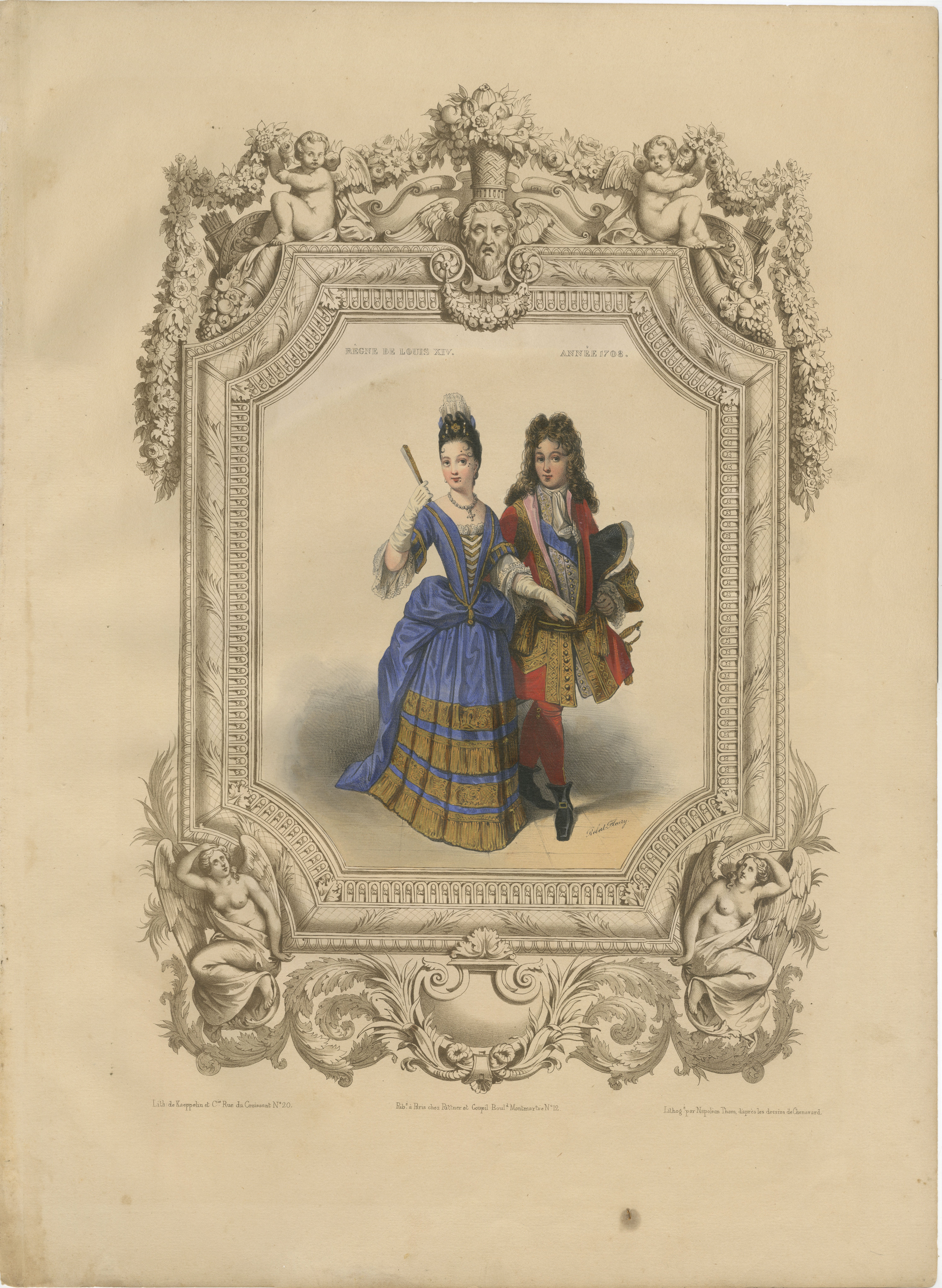 Louis XIV French Court Costume – Royal Couple, 1847