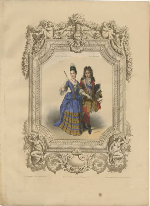 Louis XIV French Court Costume – Royal Couple, 1847