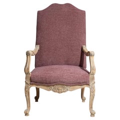 Louis XIV High Back Upholstered Armchair, France, 19th Century