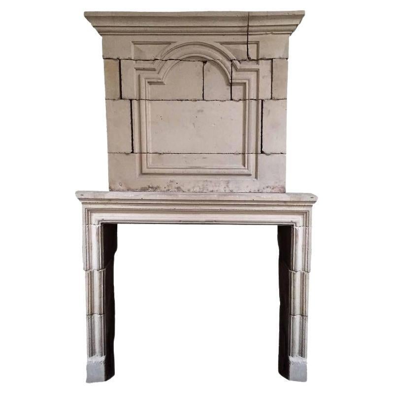 Louis XIV Limestone Mantel with Trumeau, circa 1810