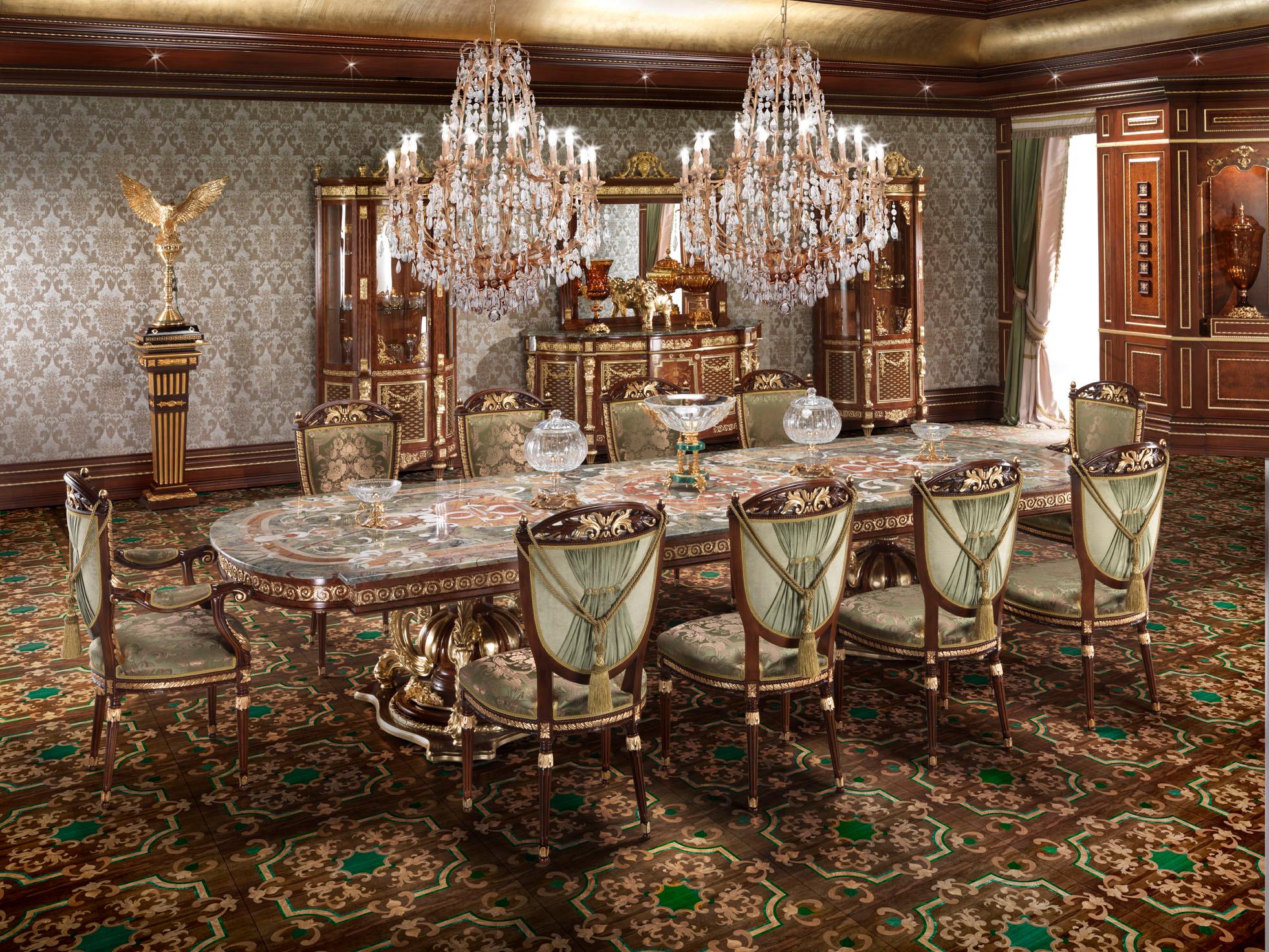 Mesa de comedor de mármol Luis XIV de Modenese Luxury Interiors Appliqué en venta