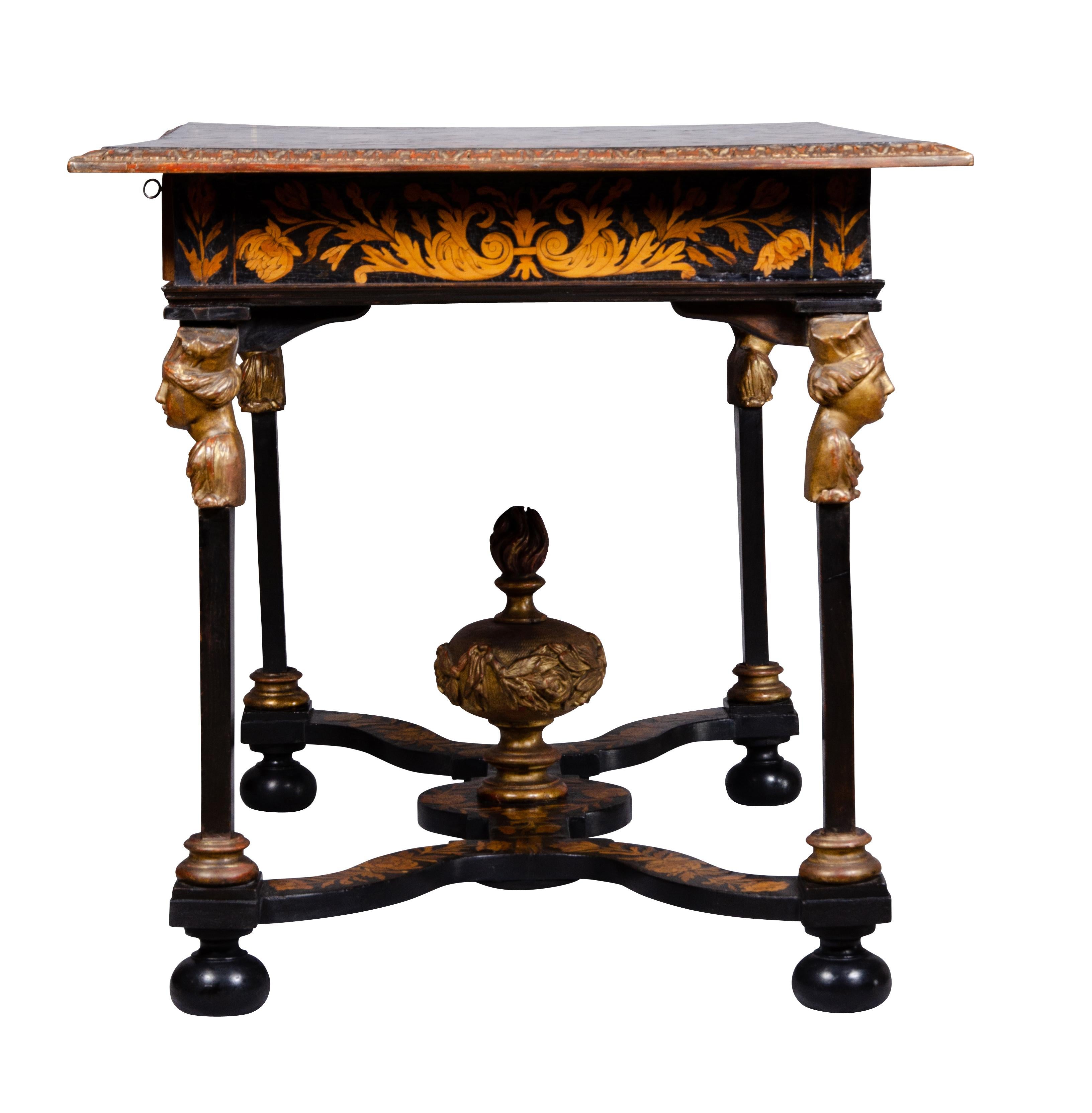 Louis XIV Marquetry and Ebonized Writing / Center Table For Sale 11