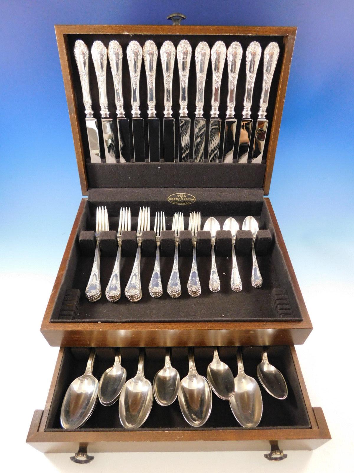 Dinner size Louis XIV Old style by Dominick & Haff sterling silver flatware set, 72 pieces. This set includes:

12 dinner size knives, 10 1/4