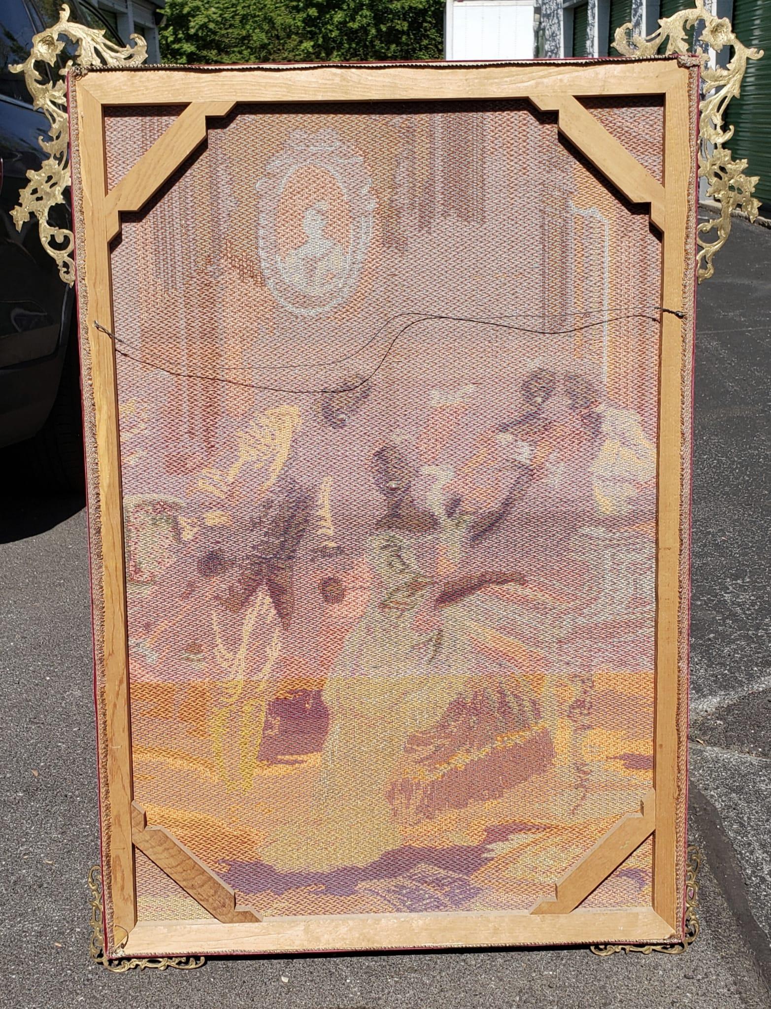 20th Century Louis XIV Ormolu Mounted and Framed Handvoven Tapestry For Sale