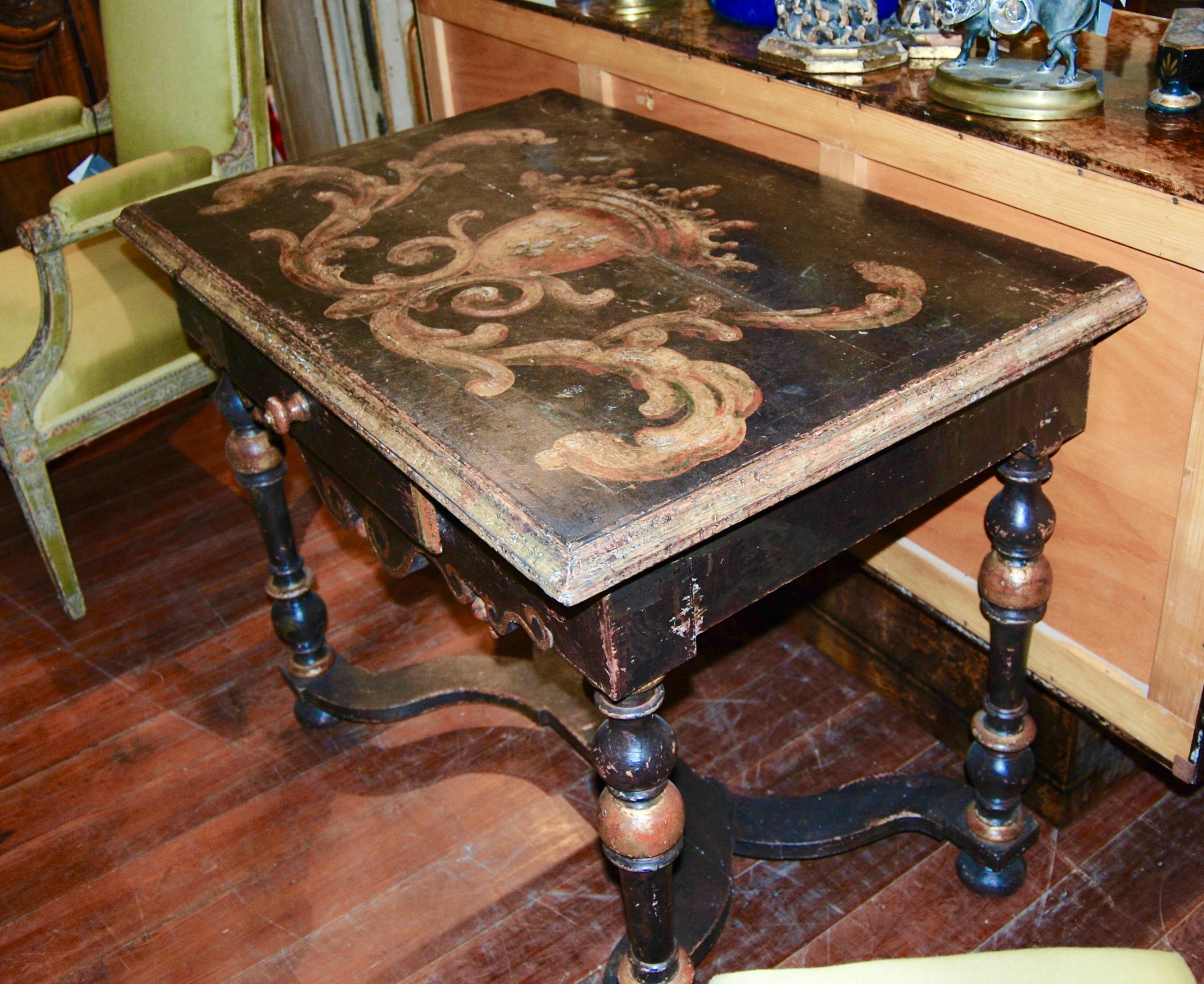 French Louis XIV Painted Writing Table