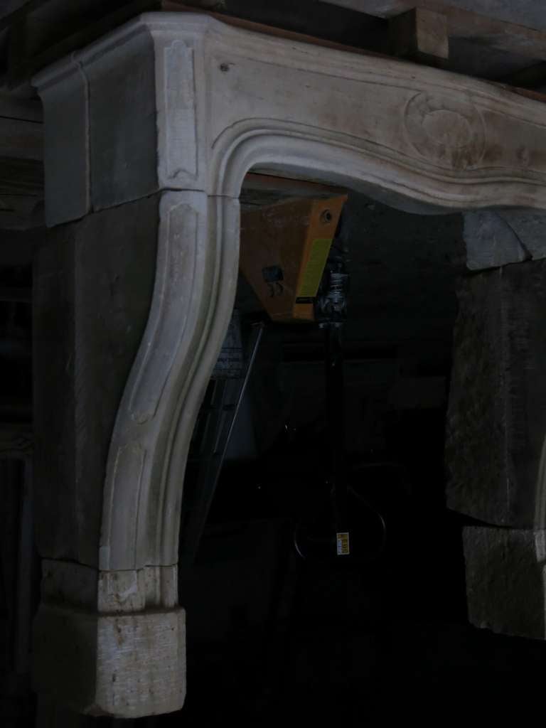 French Antique Stone Fireplace Louis XIV Style Hand-Carved 18th Century from France. For Sale