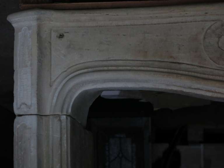 18th Century and Earlier Antique Stone Fireplace Louis XIV Style Hand-Carved 18th Century from France. For Sale