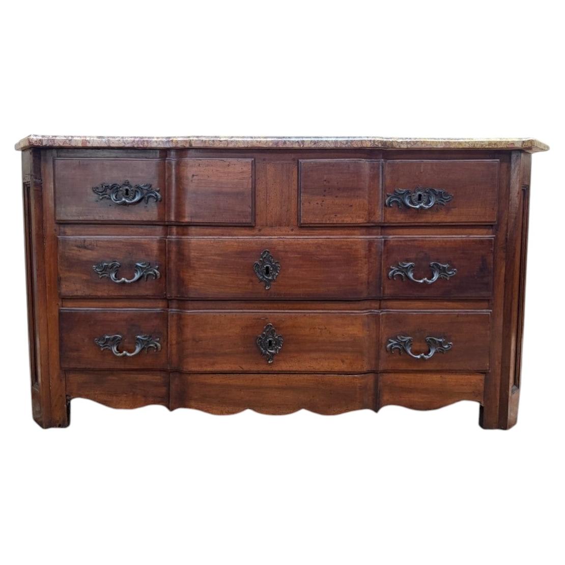 Louis XIV Period Chest of Drawers in Solid Walnut, 17th Century For Sale