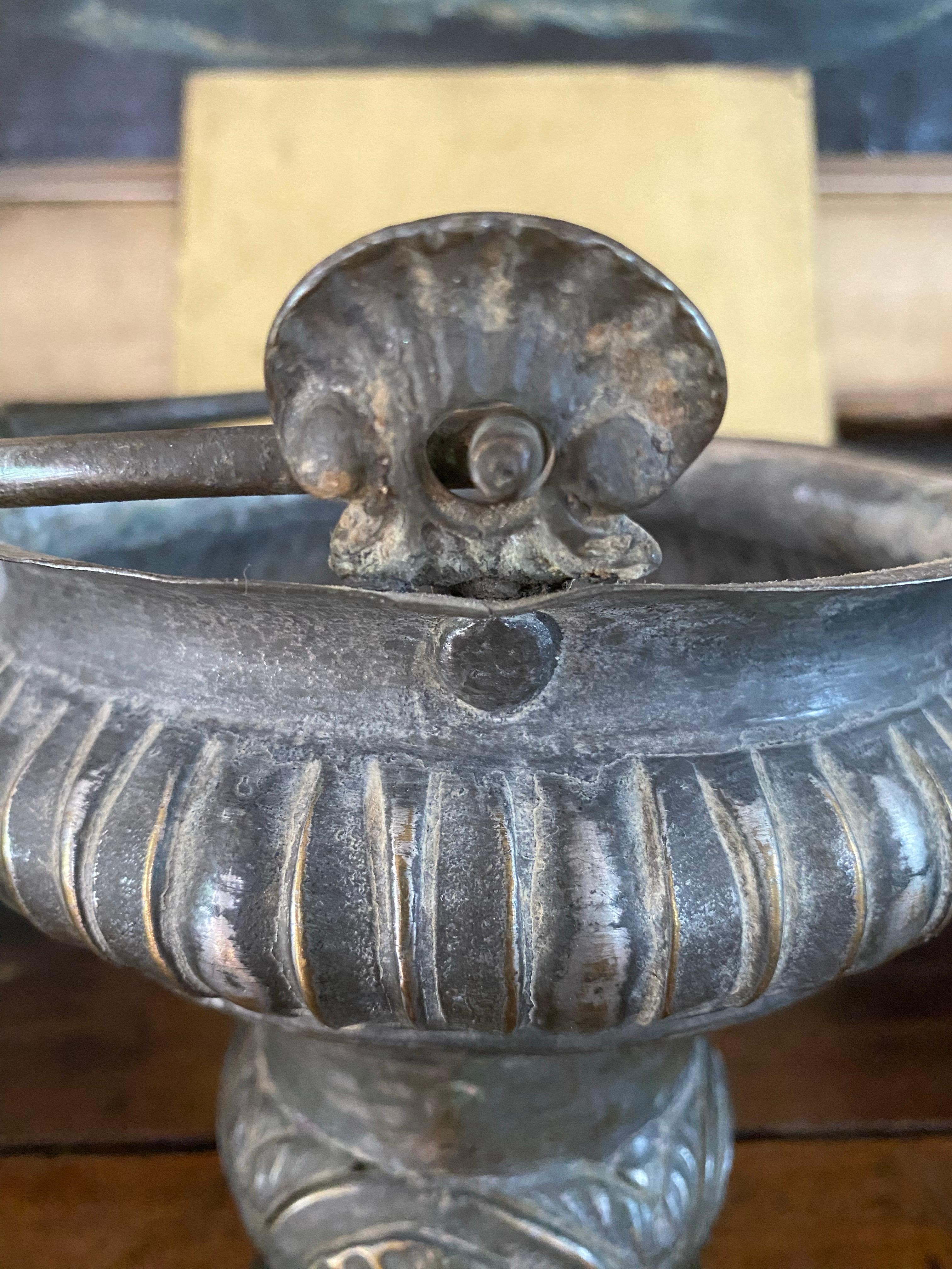 French Louis XIV period silver metal holy water bucket Circa 1700 For Sale