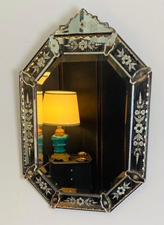 Louis XIV Regence Glazing Bead Mirror, Looking Glass, Engraved Glass, Italy