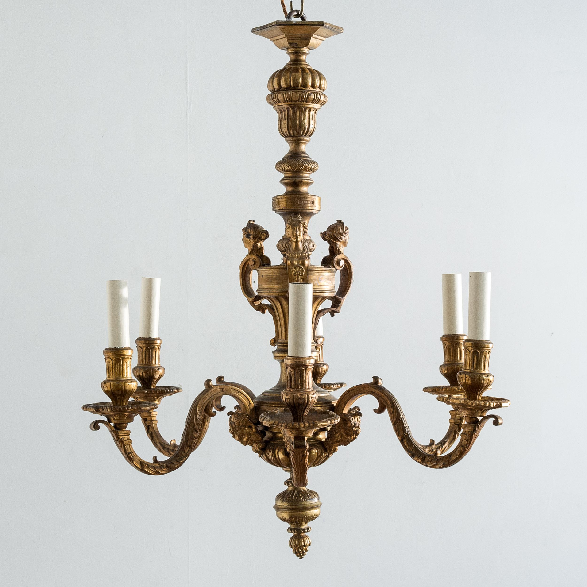 Francese Lampadario in bronzo in stile Luigi XIV Régence in vendita