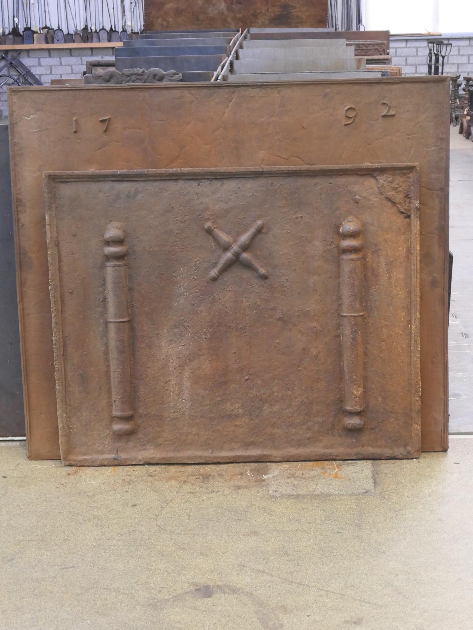 French Louis XIV 'Saint Andrew's Cross' Fireback / Backsplash, 17th - 18th Century For Sale