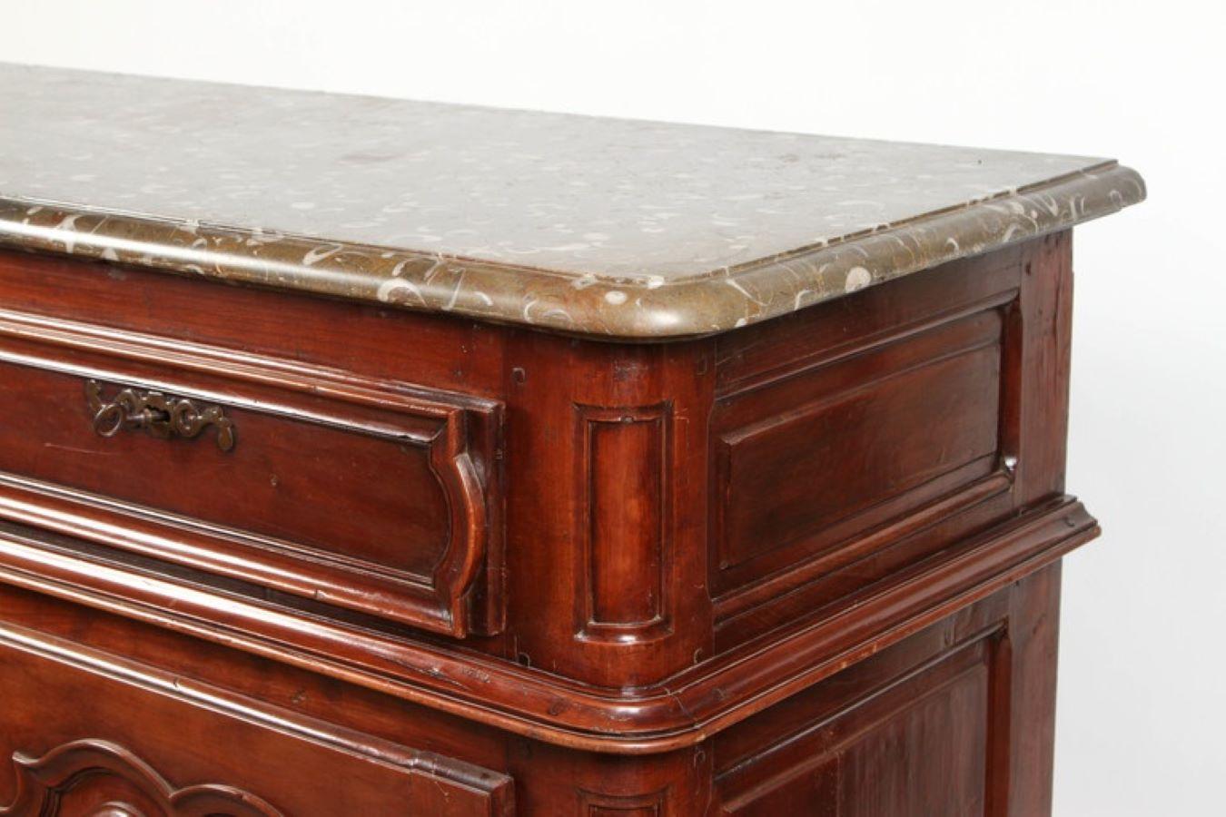 French Louis XIV Sideboard with Fossil Stone Top For Sale