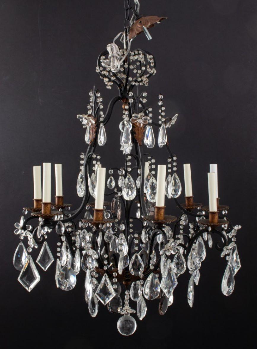 Louis XIV Style 10-Light Crystal Chandelier In Good Condition For Sale In New York, NY