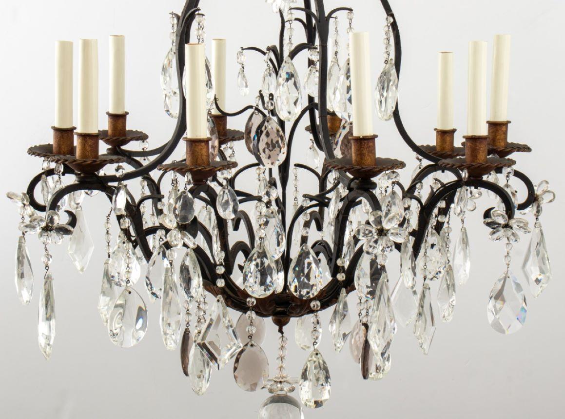 20th Century Louis XIV Style 10-Light Crystal Chandelier For Sale