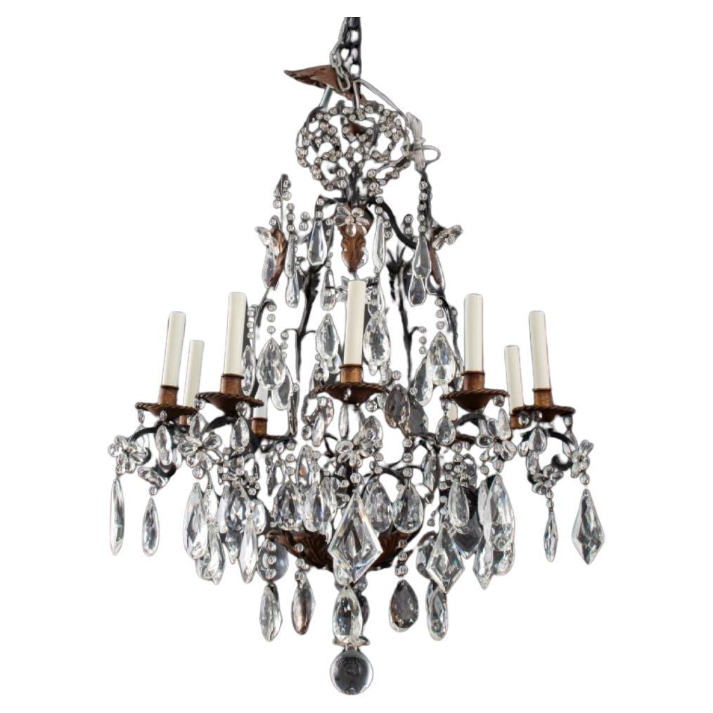 Louis XIV Style 10-Light Crystal Chandelier For Sale