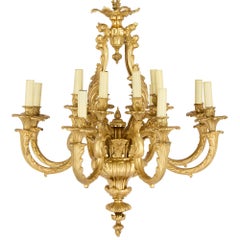 Louis XIV Style Antique French 19th Century Gilt Bronze Sixteen Light Chandelier