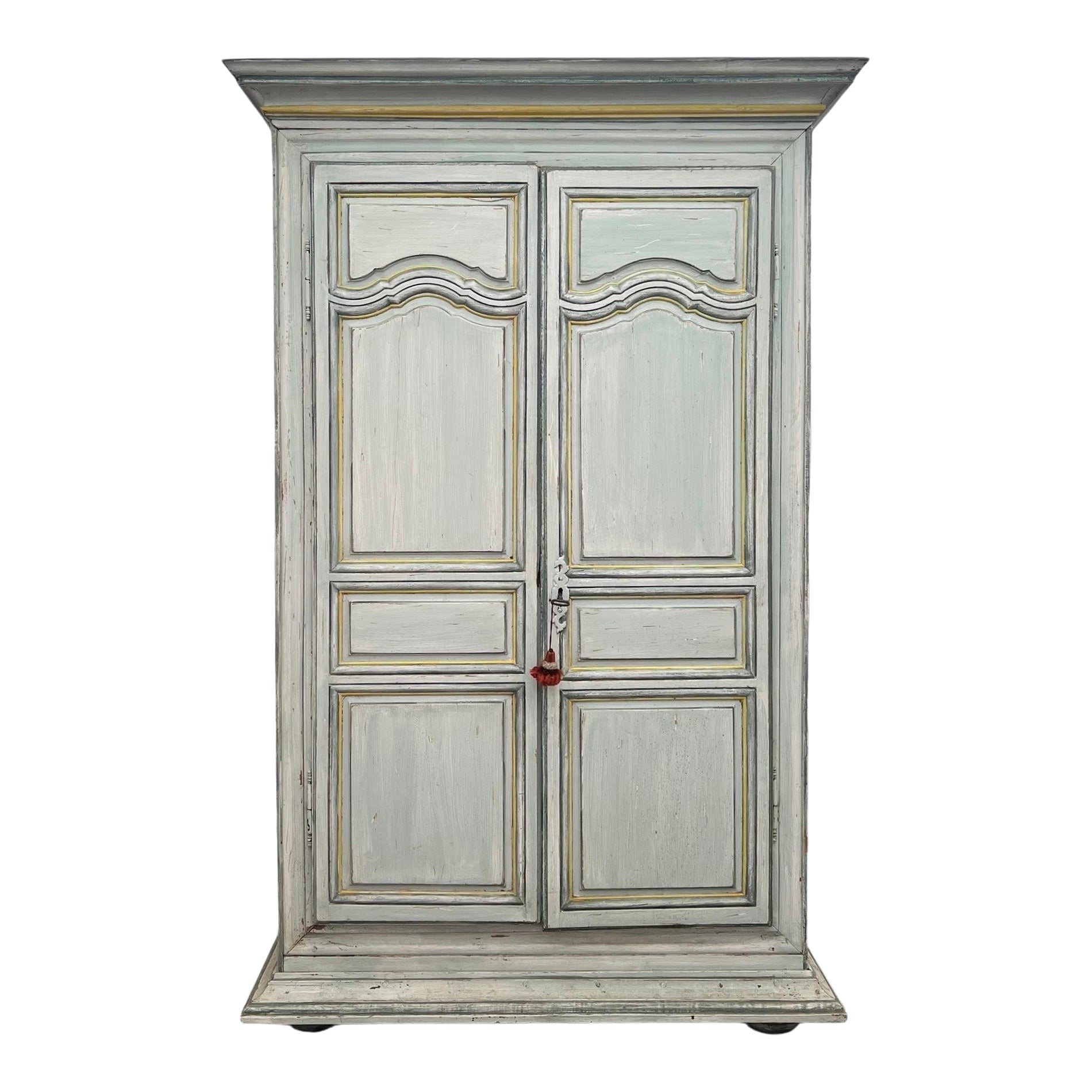 Armoire in stile Luigi XIV - 19° secolo, legno dipinto con patina invecchiata