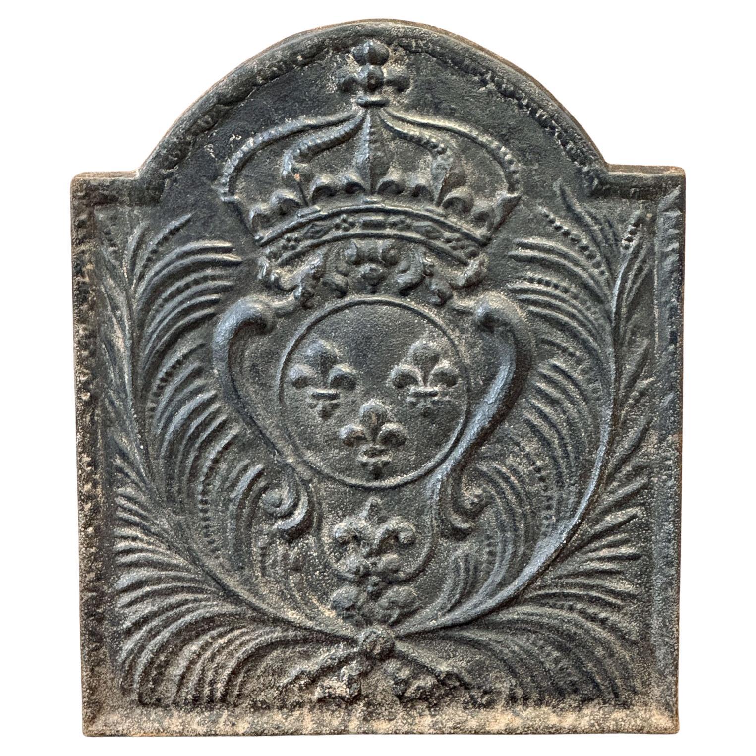 Plaque de cheminée / dosseret "armoiries de France" de style Louis XIV