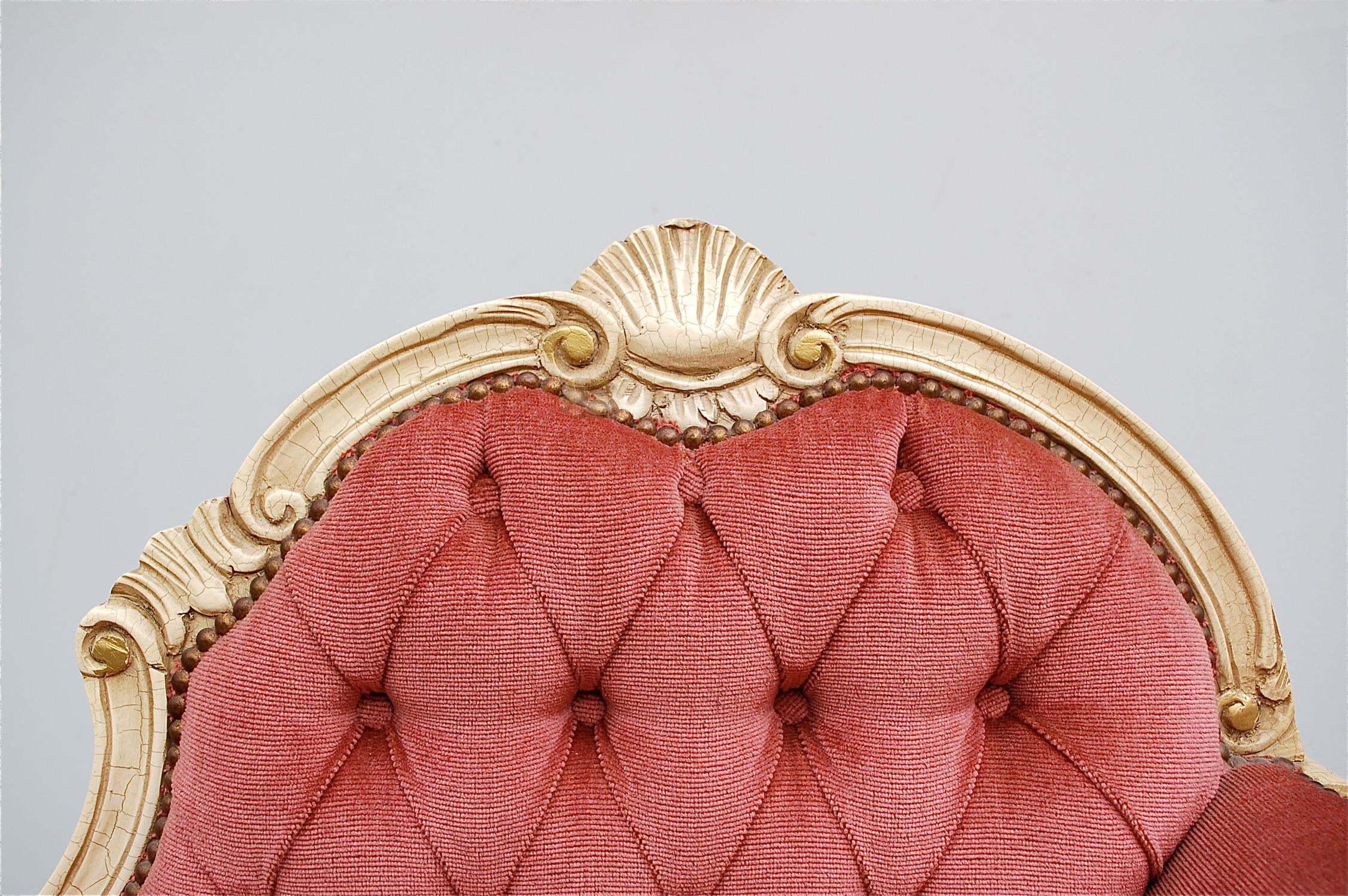 Louis XIV Style Banquette in Dusty Pink, 1950s, France (Französische Provence) im Angebot