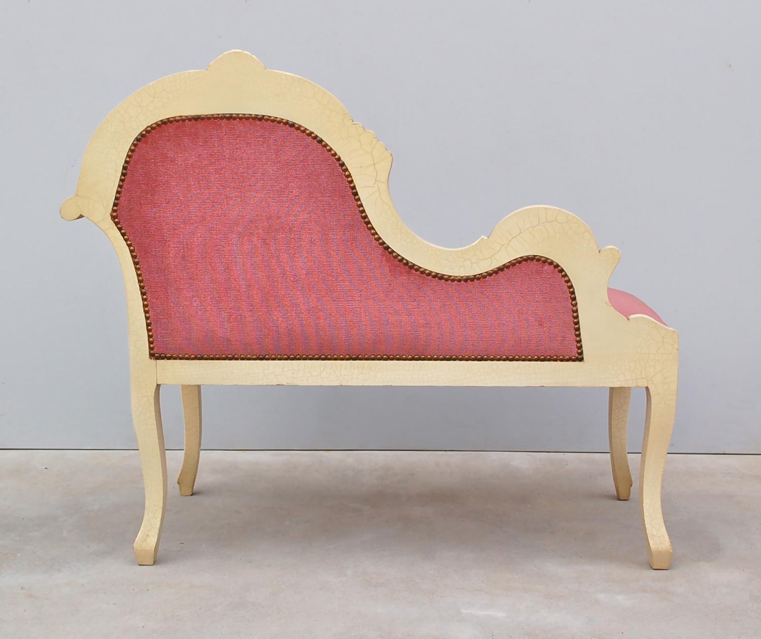 Louis XIV Style Banquette in Dusty Pink, 1950s, France (Samt) im Angebot