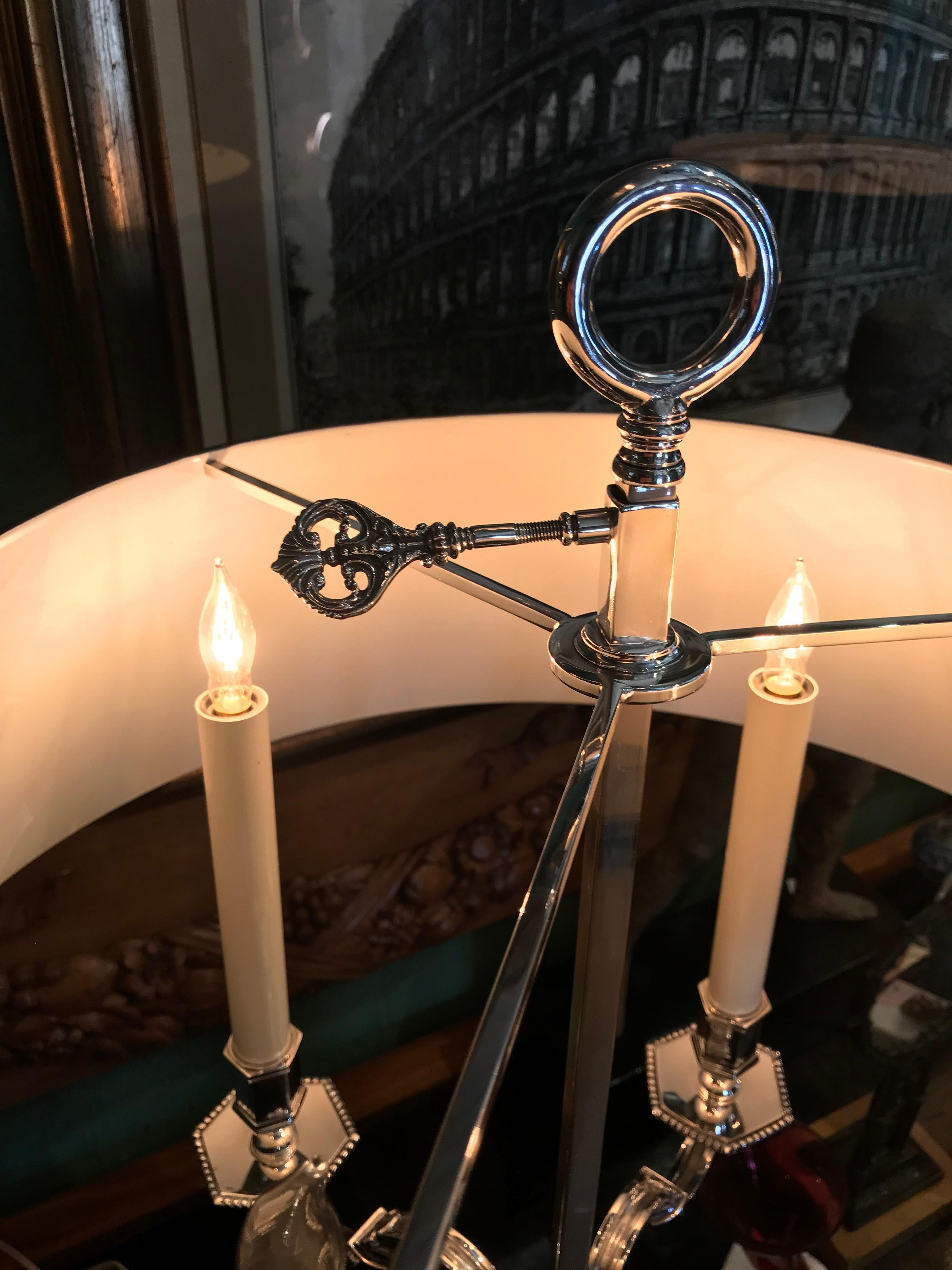 Louis XIV Style Bouillotte Table Lamp in Fine Silver on Bronze mood light LA CA For Sale 7