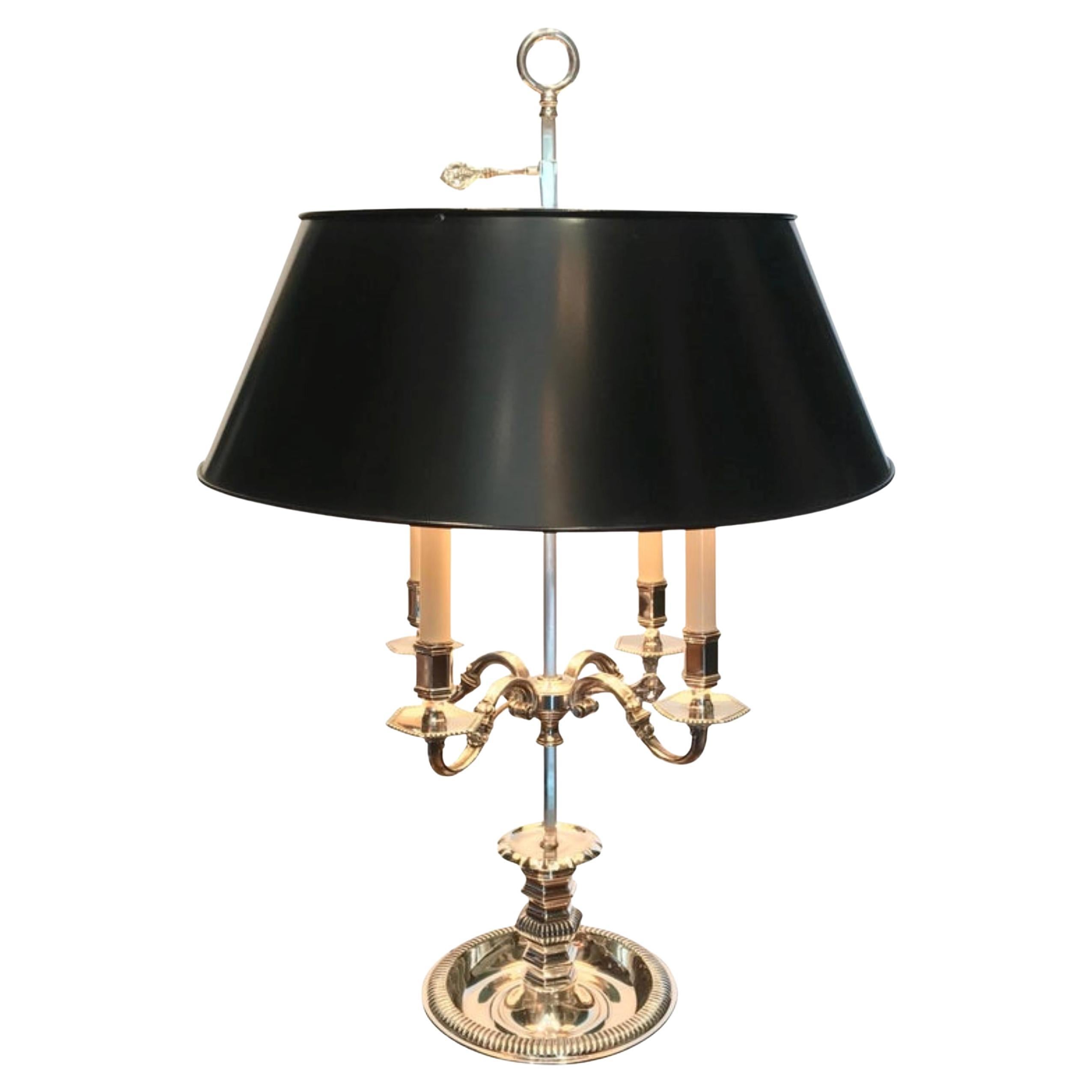 Louis XIV Style Bouillotte Table Lamp in Fine Silver on Bronze mood light LA CA